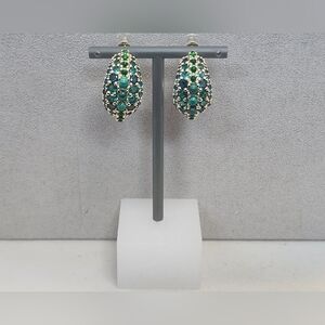 NWT Kendra Scott Gold/Green Freshwater Pearl/Crystal Pave SM Half Hoop Earrings